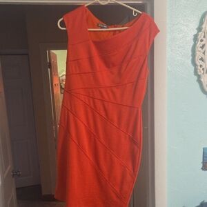 Calvin Klein Vibrant Orange Asymmetrical Dress